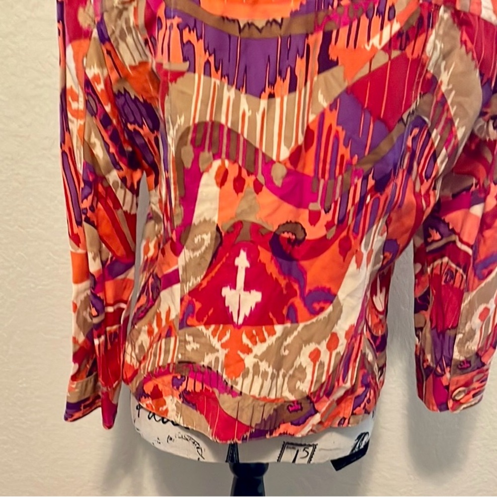 RUBY RD Multicolor Patterned Beaded Linen Jacket … - image 4